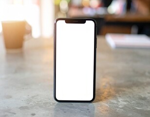 Smartphone mockup on concrete surface with props