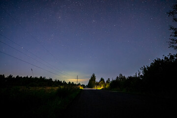 Shooting the night sky in August in the Urals, the vicinity of the Bear rock, suburb of Nizhny...