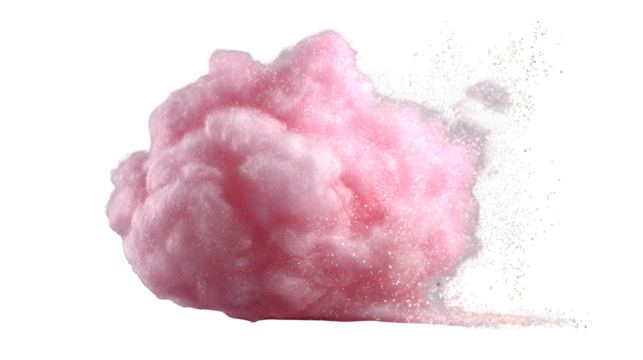 Pink cotton candy explosion, isolated on transparent background