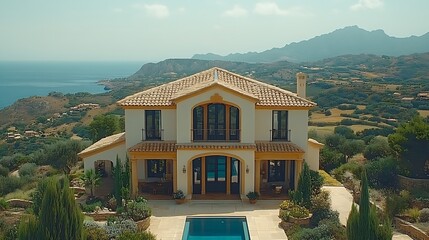 Fototapeta premium Stunning mediterranean villa with panoramic ocean views.