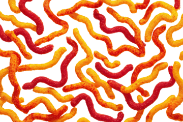 Spicy, wavy candies resembling worms