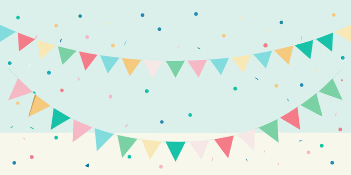 Happy birthday party card with a colorful bunting flag garland pattern