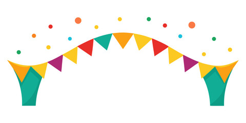Colorful abstract background with rainbow bunting flags and celebration garlands forming a festive vector pattern for a party banner design