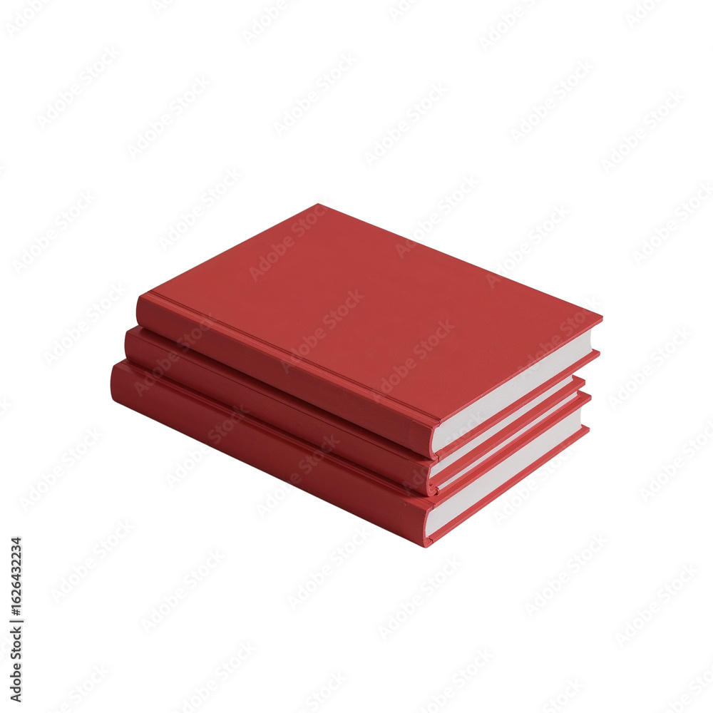 Poster stacked crimson volumes a minimalist study of knowledge and learning resources with blank backdrop