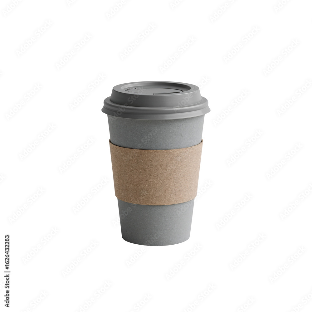Aufkleber minimalist beverage container rendering with earthy tone sleeve on a plain isolated setting