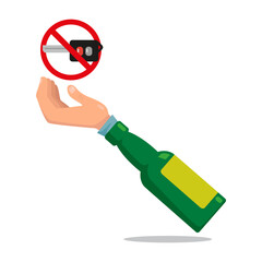 Dont Drink Drive Images. Cartoon Vector Illustration.    