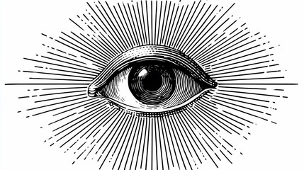 Detailed eye graphic, radiating lines