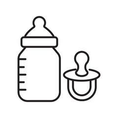 Single icon of baby feeding process, ideal for child nutrition themes, line style. Editable stroke vector illustration.