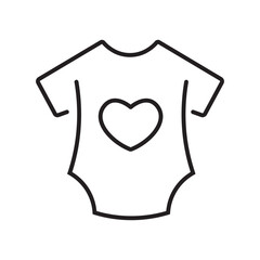  Single icon of baby clothes representing infant apparel needs, line style. Editable stroke vector illustration.