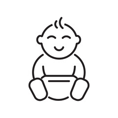 Single icon of a baby in childcare setting, drawn in outline style. Editable stroke vector illustration.