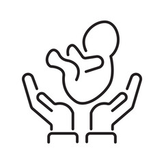 Single icon representing pediatric care and medical treatment for children, in outline style. Editable stroke vector illustration