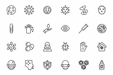 A focused icon bundle covering contagious illnesses and preventive measures. Great for public health campaigns, vaccination drives, and clinic materials