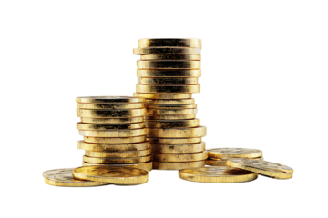 Stacks of gold coins on a black background.