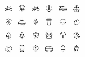 A lively set capturing sustainable transportation and lifestyle choices. Suitable for urban planning, green mobility apps, and lifestyle brands