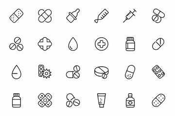 A versatile collection depicting illness treatment, medication, and recovery. Perfect for pharmacy apps, prescription guides, and healthcare instruction materials