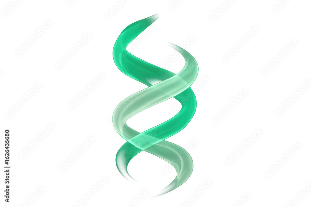 Poster swirling abstract lines creating a dynamic double helix spiral on a transparent background, embodyin