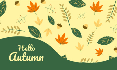 Modern aesthetic autumn background with elegant fall leaves and clean layout