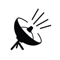 Black Silhouette Satellite Dish with Rays antenna signal