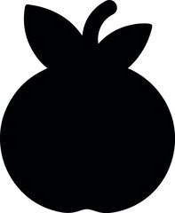 Catmon Fruit Silhouette with Dual Leaves in Bold Minimalist Vector Style