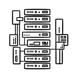 Connected Server Racks And Network Components servers