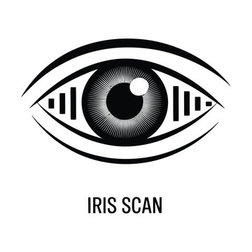 Iris Scan Eye Icon with Sound Waves security identification