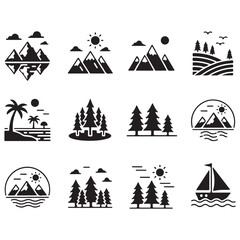 Collection of Simple, Vector-Based Nature Icons