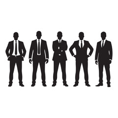 Five Businessmen Silhouettes in Formal Suits