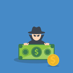 Hacking digital money. Bait website or online crime, thief steal money from online banking app concept, bait scam money.	