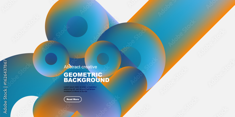 Poster abstract colorful shapes overlap, creating dynamic composition. gradient hues blend, forming modern 