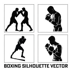 A Black and White Boxing Silhouette Vector collection