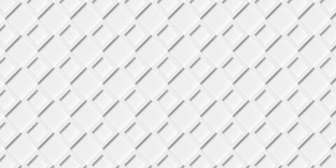 Large white square or cube frames diagonally arranged geometry background wallpaper banner, flat lay top view