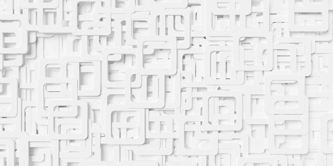 Rounded white square frames geometry background wallpaper banner, flat lay top view