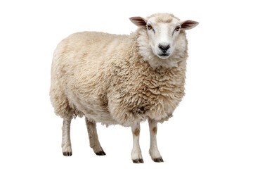 Fototapeta premium Close up of a fluffy white sheep. Farm animal.