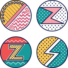Colorful, Isolated Letter Z Designs Vector
