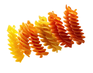 Spiral pasta in shades of yellow and orange
