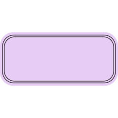 A minimalist lavender rectangle with rounded corners and a double black border. Blank purple label or tag design element.