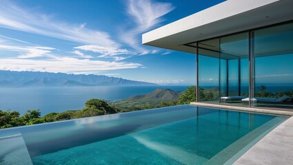 Spectacular oceanfront villa featuring an infinity pool with panoramic views under a bright blue sky.