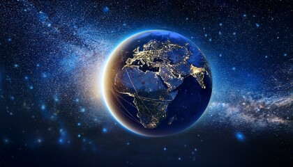 Obraz premium outline of earth with celestial bodies in a starry sky generative ai