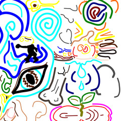 Essence of Life – Isolated Clipart with Hand-Drawn Brush Lines