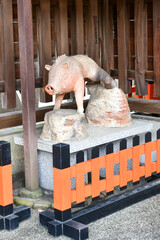 京都 護王神社の狛イノシシ