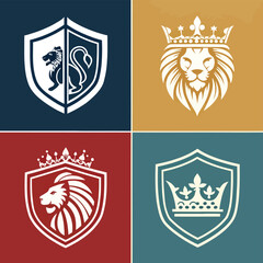 Obraz premium Collection of Lion Crests, Isolated Vector