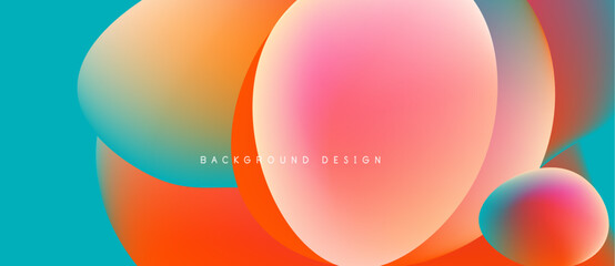 Abstract colorful shapes overlap. Gradient hues blend, creating dynamic visual effect. Modern design elements present smooth transitions.