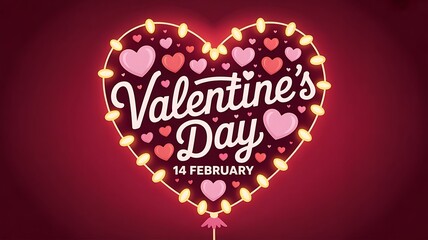 Glowing Heart Valentines Day Card Design