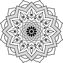 Ornamental round lace pattern with floral mandala design in vintage oriental style