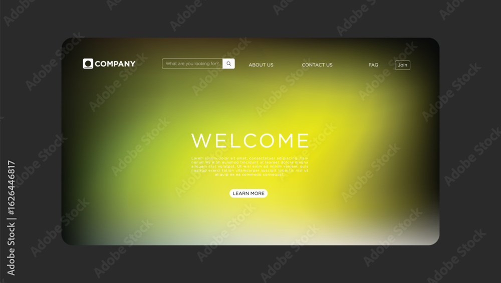 Aufkleber elegant welcome page design for modern website with vibrant gradient background and clean user inter