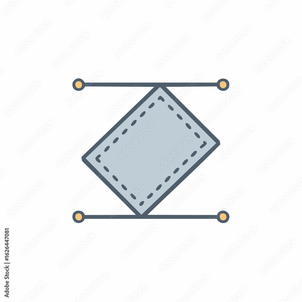 Poster isolated rhombus design template with horizontal lines and dashes