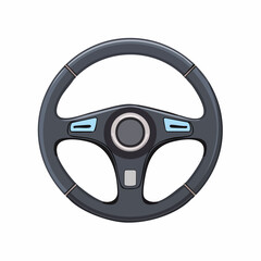 Modern sports car steering wheel illustration for vehicle control and driving concepts