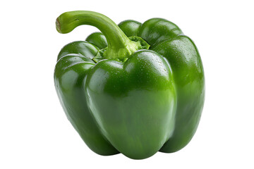 Fresh green bell pepper isolated on black background
