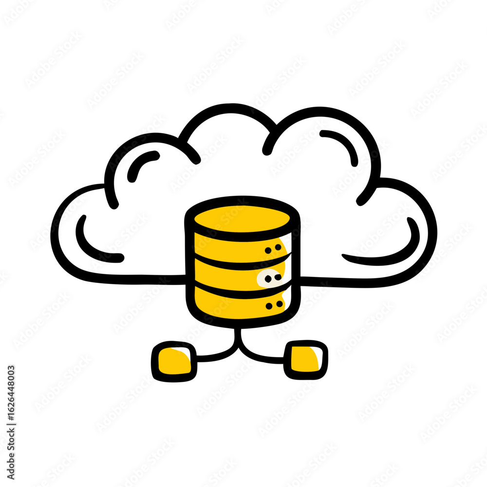 Poster cloud database hand drawing icon for web and graphic design