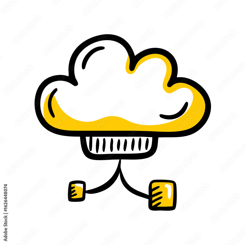 Poster cloud hosting server hand drawing icon for web and graphic design